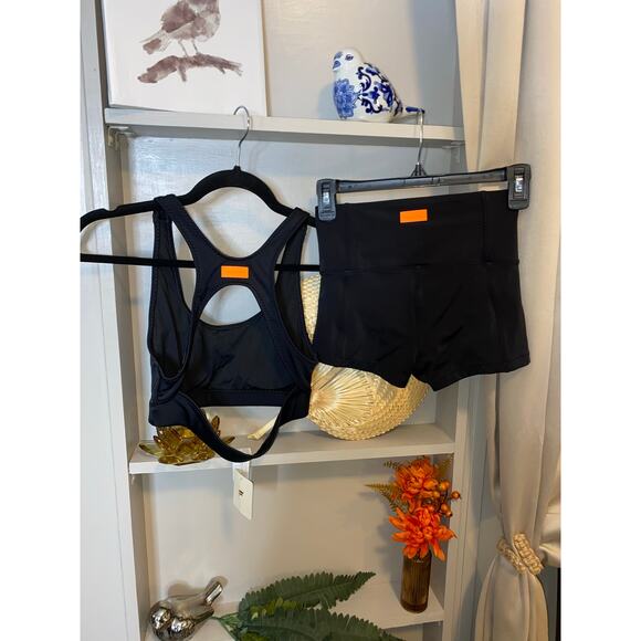 NWT $99 Fabletics XS Black Sporty Racerback High-Waisted Swim Tank Shorts Set - Picture 4 of 12
